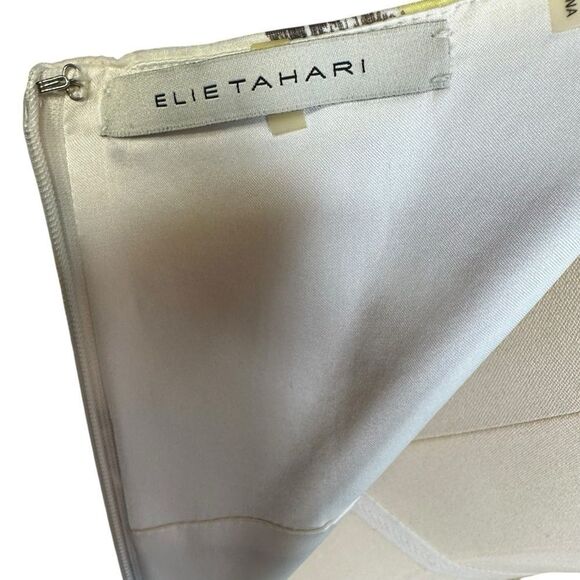 Elie Tahairi Yellow and White Silk Print Sleeveless Maxi Dress | Size 12 - Picture 10 of 10